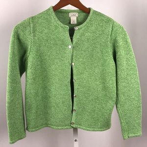 L.L. Bean green cardigan sweater button front M